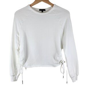 THE RANGE White Cotton Ruched Sides Sweatshirt Size XS